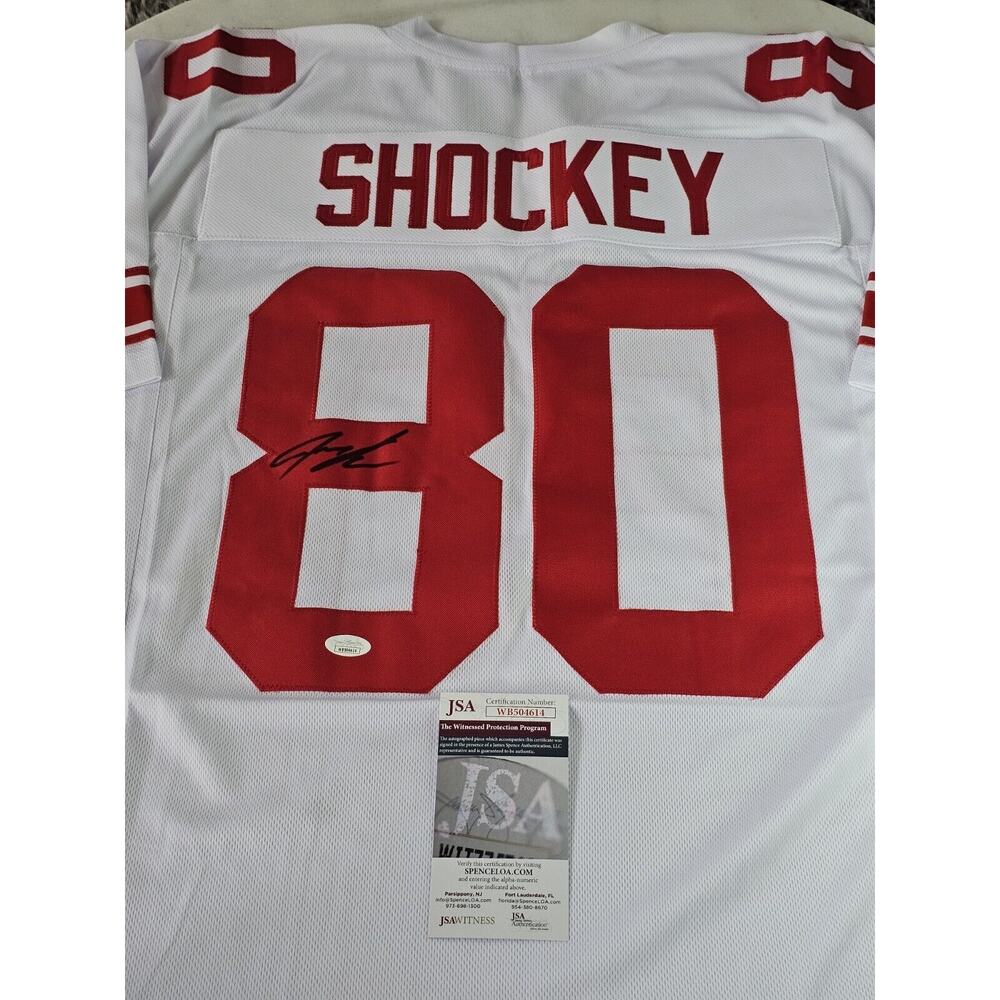 Jeremy Shockey Autographed/Signed Jersey JSA COA White Custom Jersey